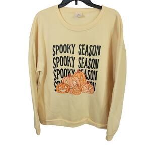 Halloween Pullover Sweatshirt Women's Yellow Spooky Season Graphic Size 2XL